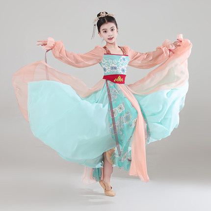 儿童古典舞飘逸纱衣舞蹈服中国风练功服扇子舞汉唐女童超仙演出服