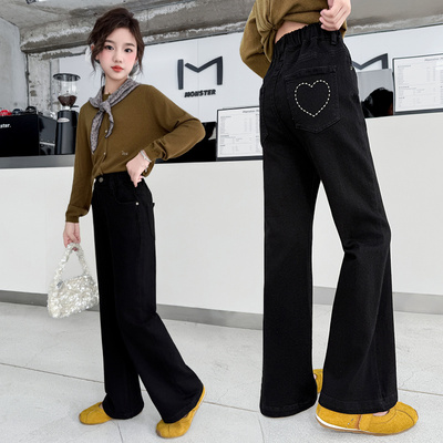 女童牛仔裤洋气女孩喇叭裤