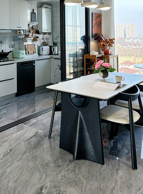 黑色实木餐桌家用小户型饭桌现代简约法式复古长方形实木岩板餐桌