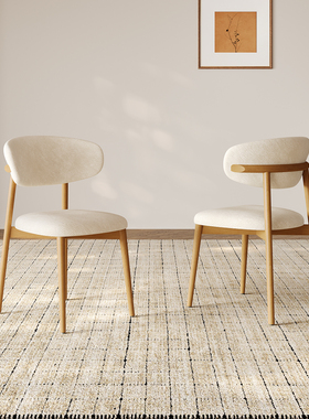 原木奶油风餐椅家用休闲现代简约椅子人体工学靠背椅北欧实木餐椅