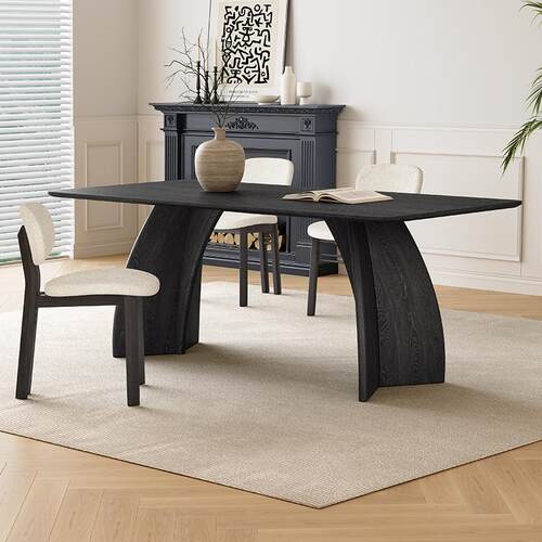 奥古斯特黑色全实木餐桌