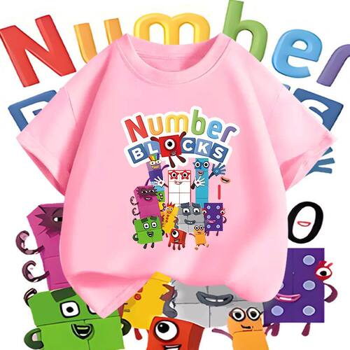 Numberblock数字积木男女童纯棉透气短袖t恤儿童半袖上衣生日礼物