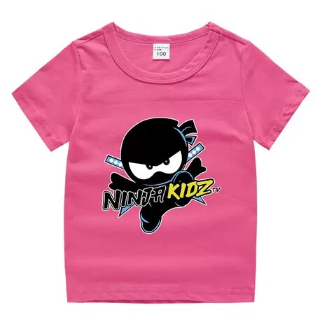 儿童跨境外贸卡通图案NINJA KIDZ男女童装纯棉短袖T恤儿童上衣