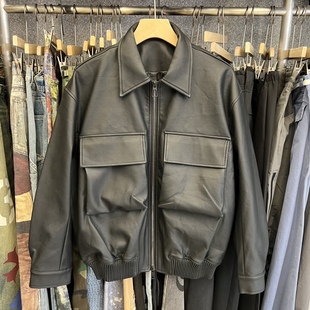 工装 春季 美式 男士 生态皮衣棉服宽松保暖机车服简约百搭帅气潮 新款