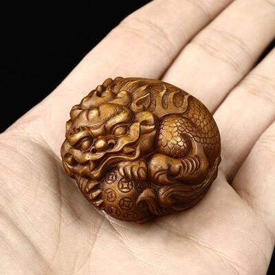木雕檀香木黄杨木雕刻动物貔貅文玩手把件男士随身把玩摆件工艺品