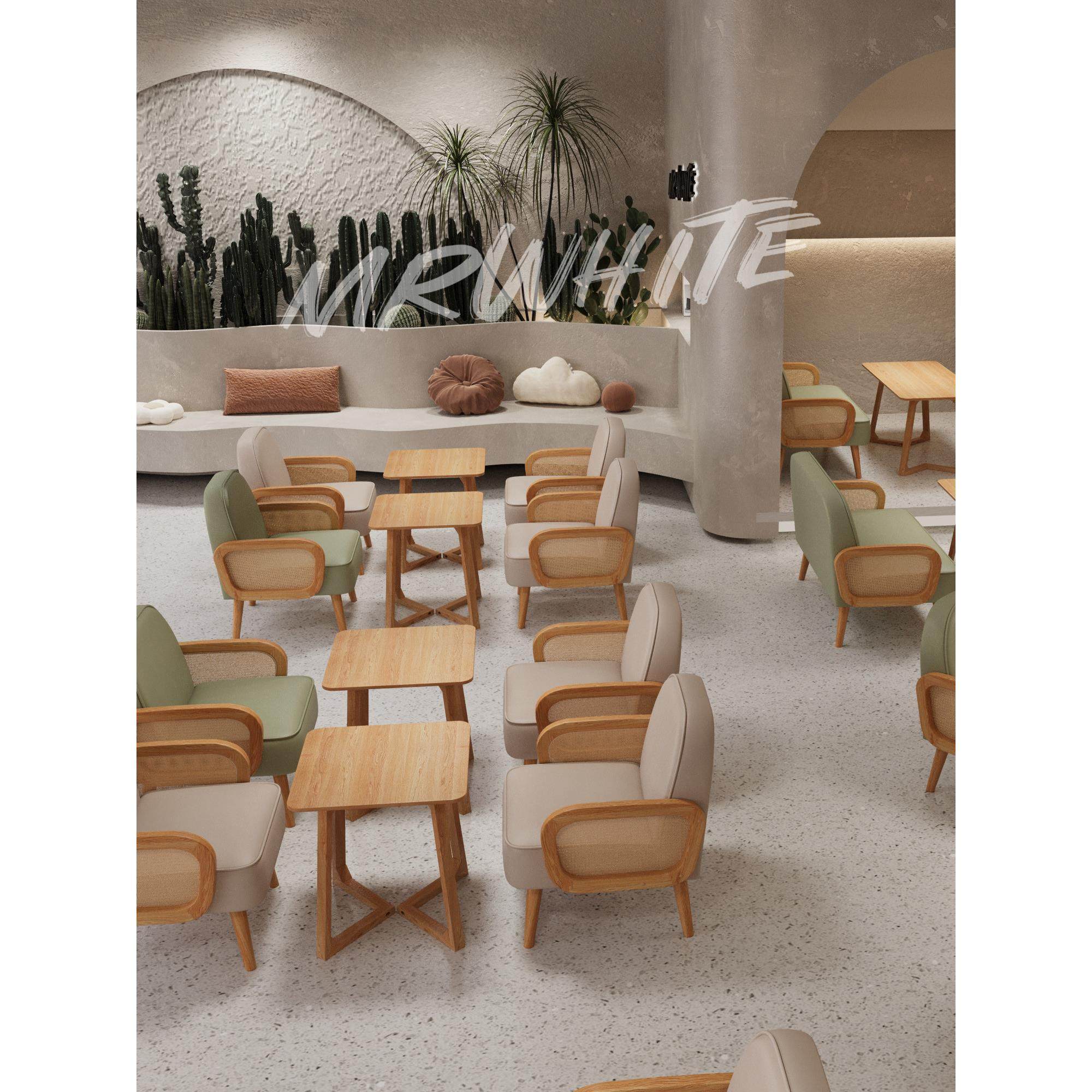 奶茶店甜品店桌椅组合简约休闲实木咖啡厅餐厅书吧双人休息区沙发