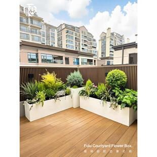 户外不锈钢露台露天种植花箱定制阳台造景成品组合镀锌钢坐凳庭院