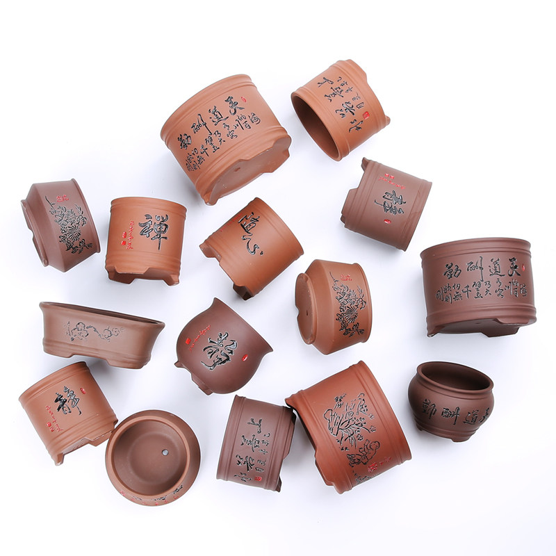 紫砂多肉花盆陶瓷粗陶家用创意简约菖蒲文竹小口径老桩特价清仓