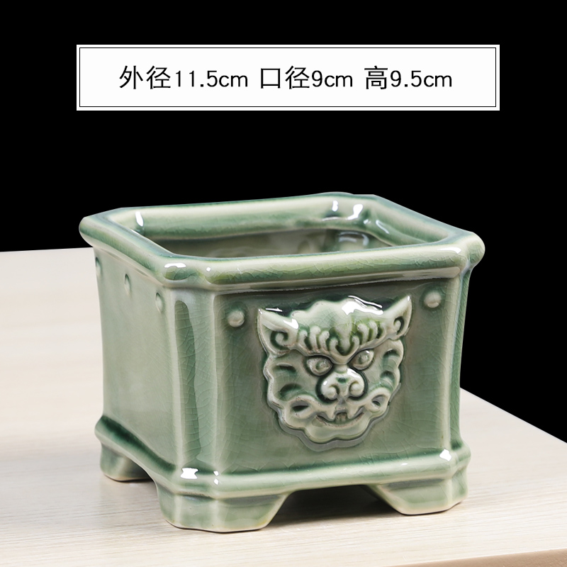 多肉粗陶花盆家用陶瓷桌s面复古窑变个性透气老桩文竹兰花盆栽特