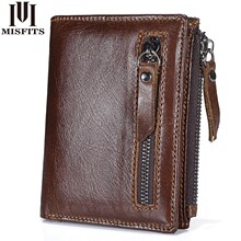 2020 New Genuine Leather Mens Wallet Man zipper Short Coin