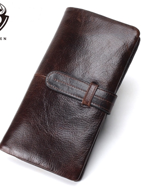 Men's RFID Long Wallet Genuine Leather Clutch Man Walet