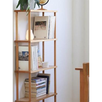 窄日式橡木实木置物架落地书架夹缝儿童木质书柜极窄层架薄柜窄柜