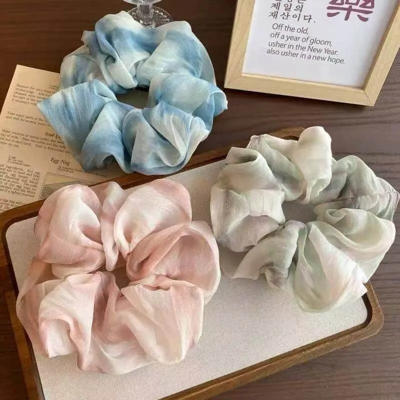 发圈韩系大肠头饰皮筋感发绳旅行发卡扎染雪纺扎高级女头绳新头发