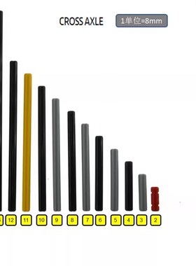 中国积木44294国产科技积木零配散件44294194浅灰6130009黄1x7轴