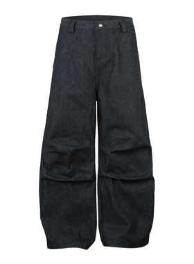 ENDLESS DESIRE 黑原牛定织丝光15oz立体重磅打褶弯刀廓形牛仔裤