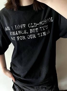 字母短袖合身夏季纯棉重磅男女同款休闲t恤