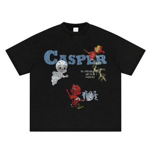 boxy短宽 复古casper鬼马小精灵卡通水洗做旧短袖 ENDLESS DESIRE