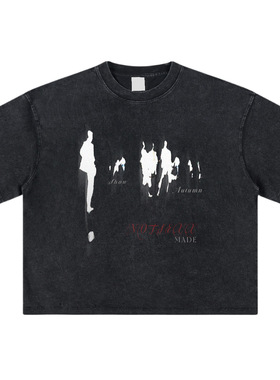 ENDLESS DESIRE「人群拥挤我能感觉你」白墨直喷重磅做旧boxy短袖