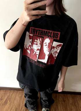 ENDLESS DESIRE 欧美经典摇滚乐队个性水洗做旧T恤衫短袖宽松纯棉