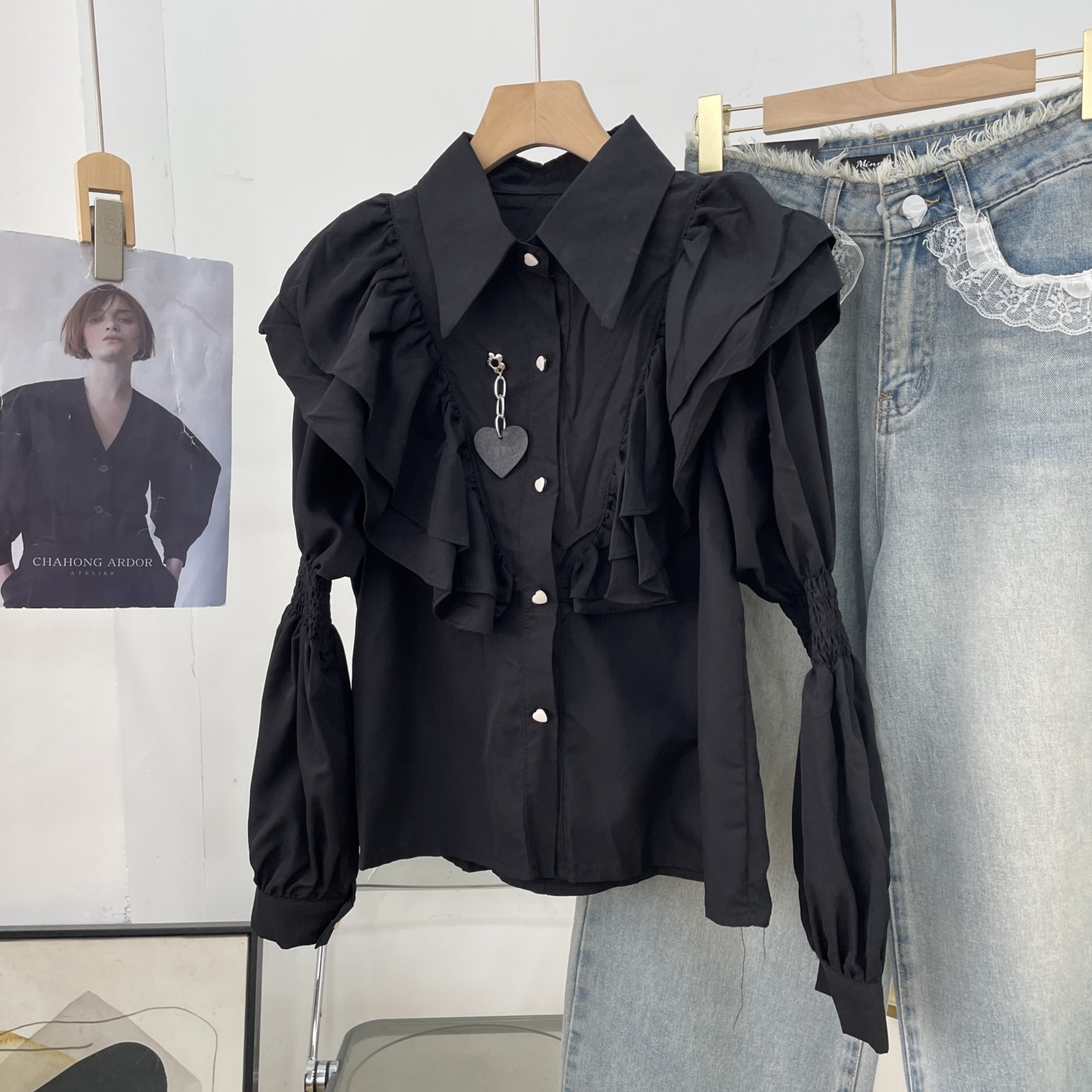 衬衫2025秋季新款纯色长袖单排扣休闲小众上衣男女I#28