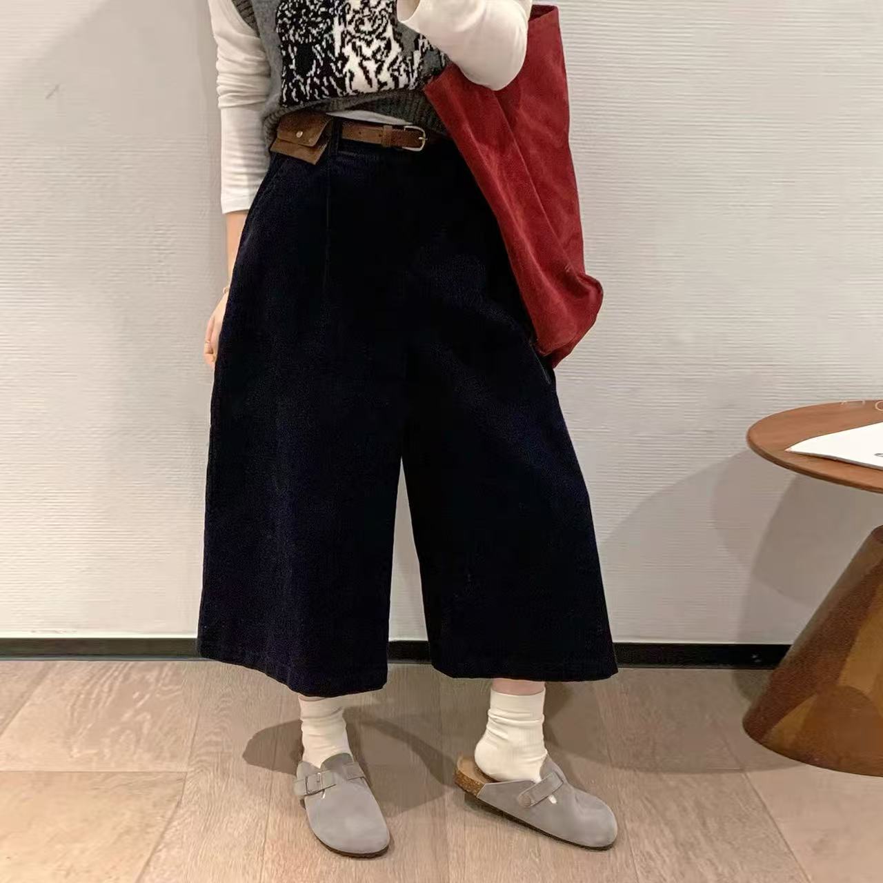 2025年秋季新款时尚百搭高腰显瘦纯色气质阔腿休闲裤K#2