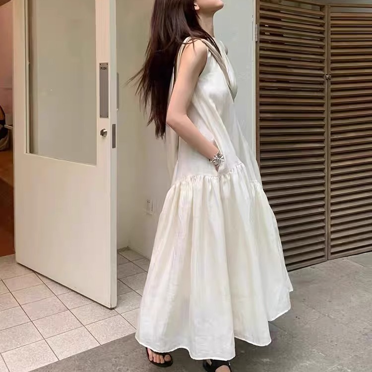 2025年夏季新款宽松纯色裙子女休闲百搭修身显瘦连衣裙J#3