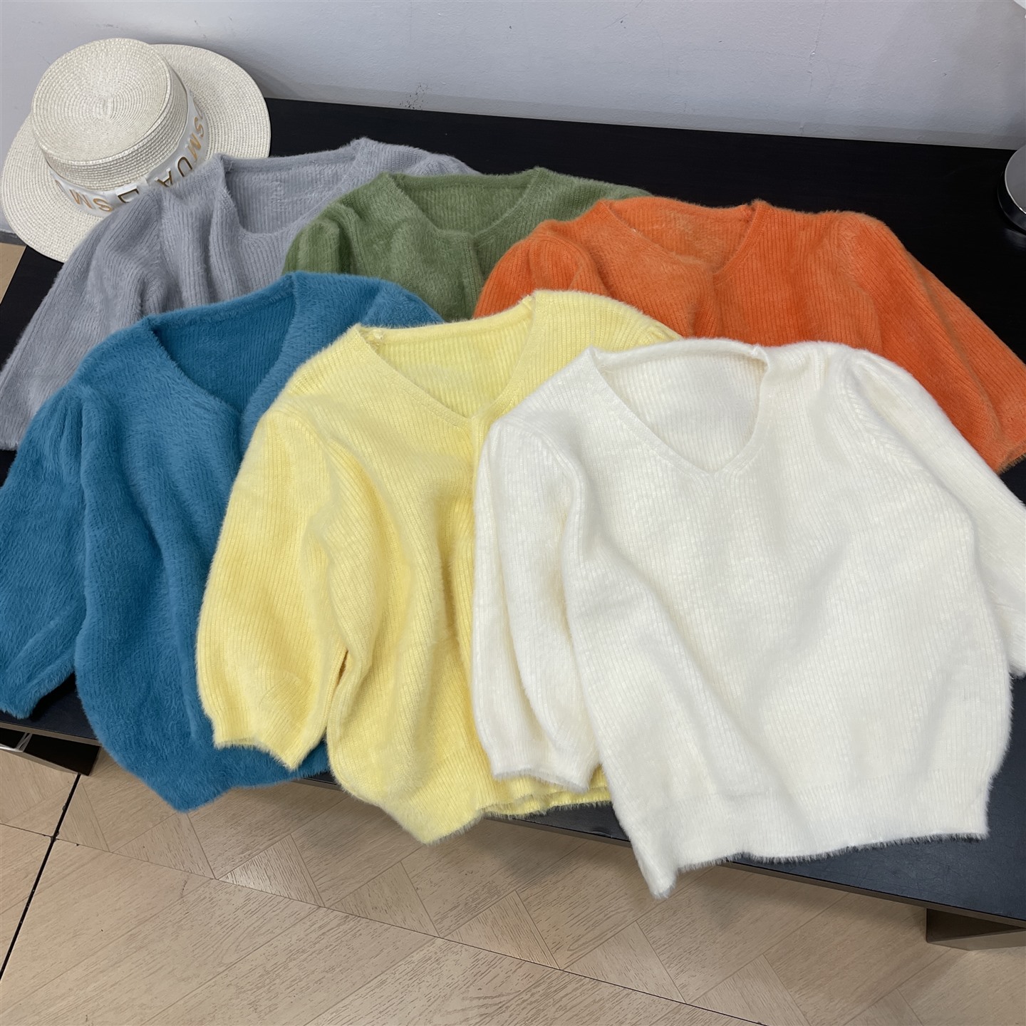 【霞】温柔风针织长袖毛衣女短款内搭设计感显瘦甜美系上衣L#2