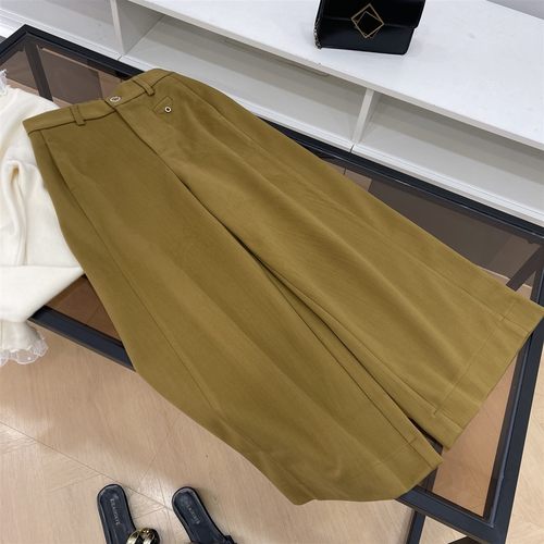 卡其色韩系裤子2025年秋冬新款休闲百搭直通阔腿裤K#30