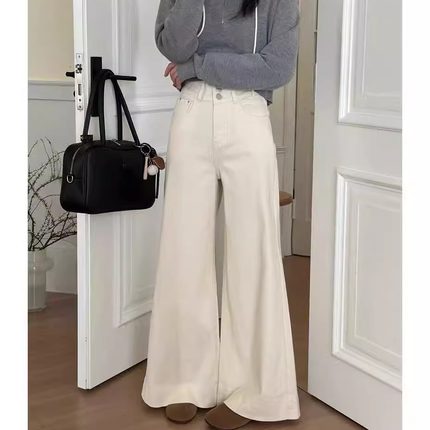 休闲裤直筒百搭秋季通勤阔腿新款2025高腰长裤女 J#21