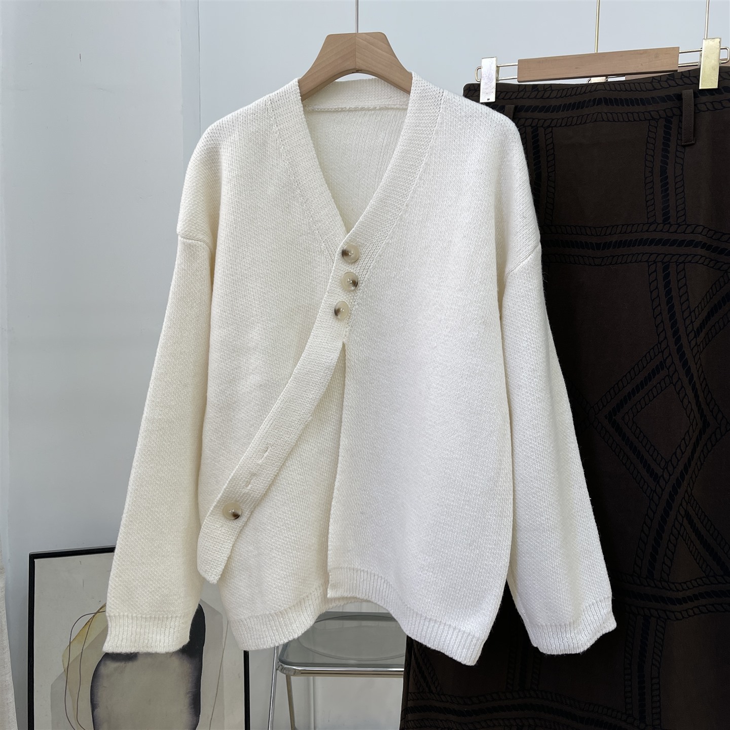 毛衣女韩版小众设计感外套女早春气质针织开衫上衣L#2