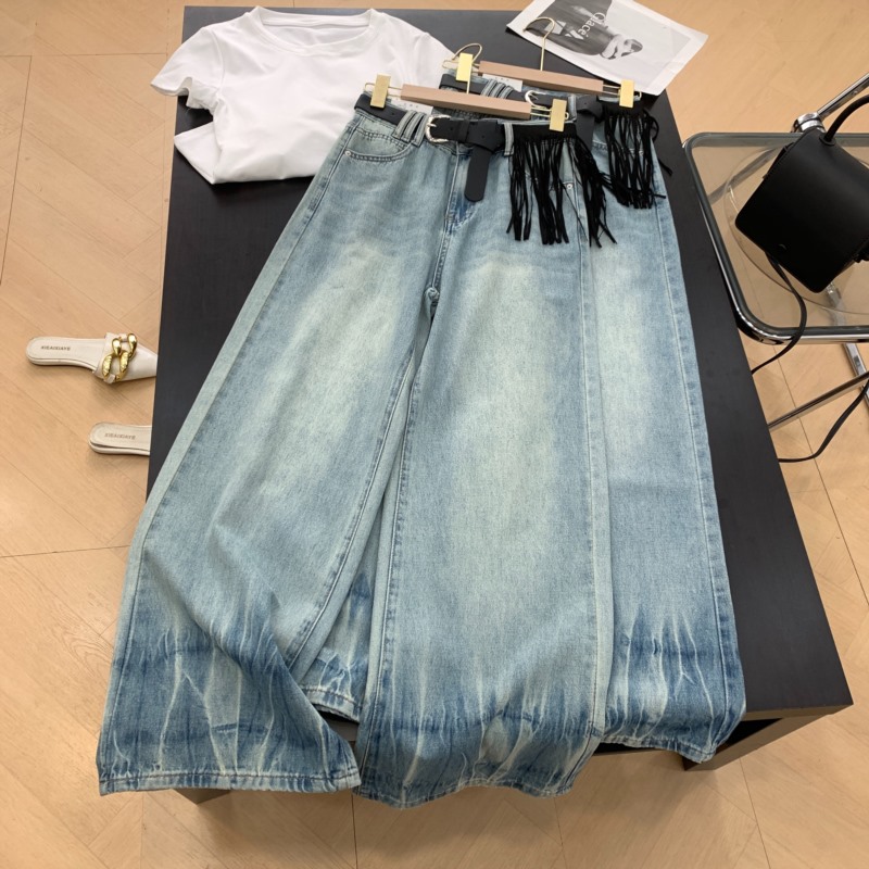 牛仔裤夏季直筒百搭休闲四季通勤新款阔腿长裤女E#13