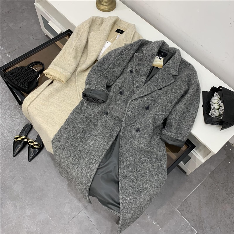 西装领中长款呢子大衣外套女2025春季时尚百搭上衣 B#21