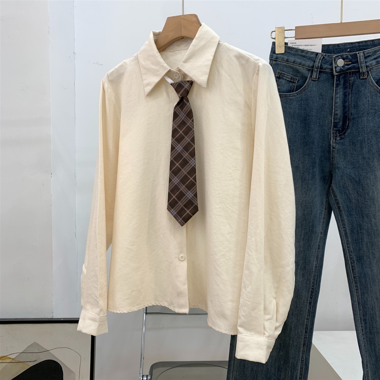 衬衫纯色秋季百搭直筒长袖新款2025时尚通勤上衣 I#28