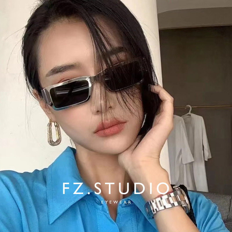 美式复古墨镜男女高级感 Y2K网红嘻哈太阳眼镜2025新款金属潮银色