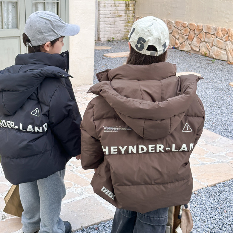 儿童冬季加厚保暖羽绒服男女童新款中大童白鸭绒纯色外套韩版童装