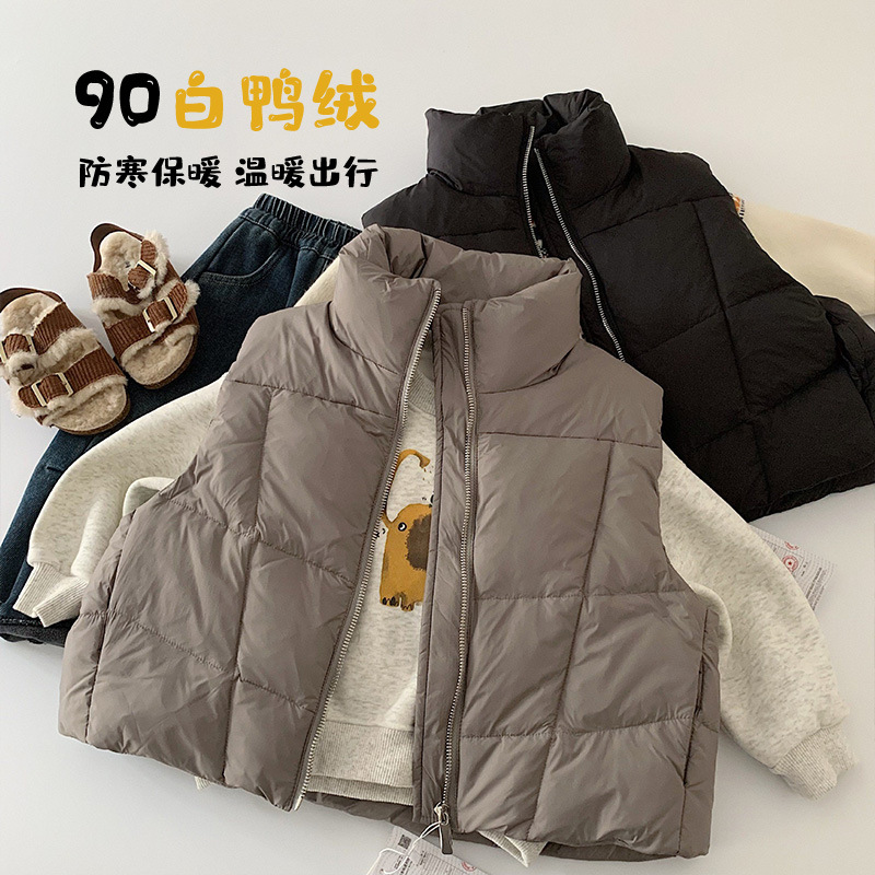 冬季儿童90白鸭绒马甲加厚保暖
