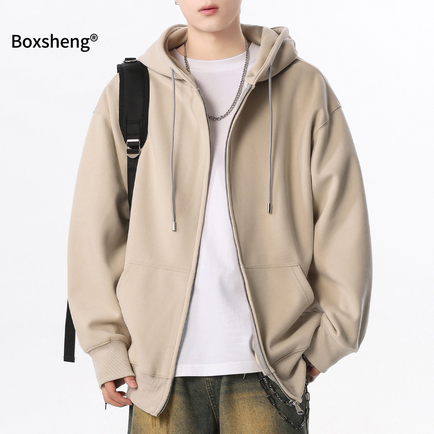 重磅连帽外套男款春秋新款开衫卫衣宽松春季情侣衣服纯色拉链上衣,男装,卫衣,淘宝优惠券,粉丝福利购,淘宝优惠卷