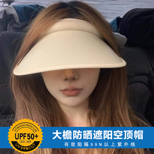 晚晚同款防晒帽女防紫外线空顶大帽檐骑车轻薄夏季遮阳太阳帽遮脸