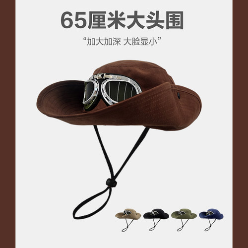 西部牛仔帽大头围美式复古渔夫帽