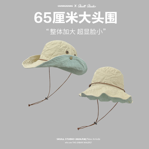 大头围渔夫帽户外登山西部牛仔帽