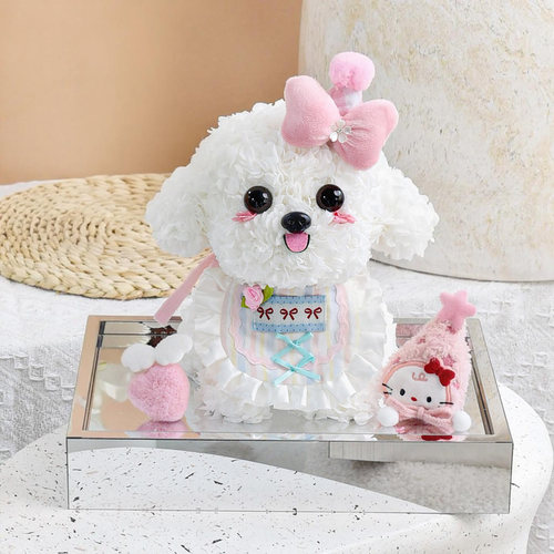 小狗永生花亚克力桌面摆件生日礼物送女朋友闺蜜告白礼盒生日礼物