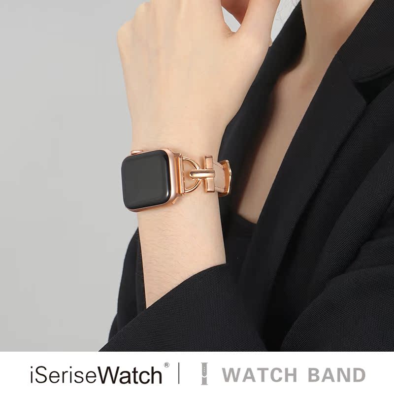 适用applewatch头层牛皮表带