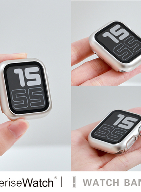 iserisewatch适用iwatch11保护壳表带苹果手表s10applewatch987se表壳PVC壳膜一体防摔全包防刮40/44/41/45mm