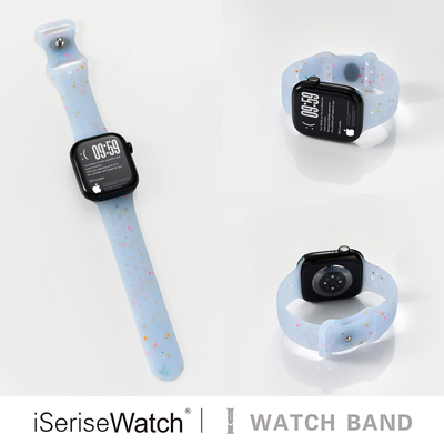 【ins风】iserisewatch适用表带苹果手表s11硅胶iWatchs9\10代果冻镂空透气SE女款41mm45彩屑腕带Ultra3高级