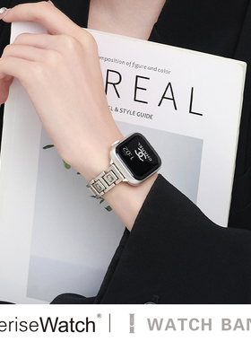 iserisewatch适用于iwatch10代kt猫三株金属表带s11苹果手表s9代SEapplewatch夏季s7透气金属女高级时尚个性