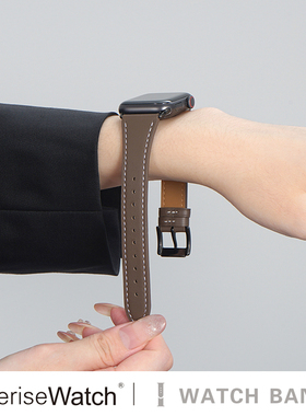 iserisewatch适用applewatchs11表带头层双面小牛皮苹果手表10ultra代iwatch8真皮