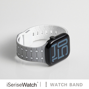 iserisewatch适用iWatchs10代表带苹果手表s9硅胶透气applewatch8运动女款 SE腕带男款 Ultra高级41mm45回环6