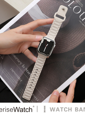 iserisewatch适用苹果手表表带iWatchs11代硅胶透气applewatchs10夏天女s9腕带SE运动41mm高级67创意Ultra男