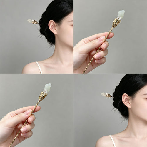 新款新中式花朵发簪汉服盘发头饰