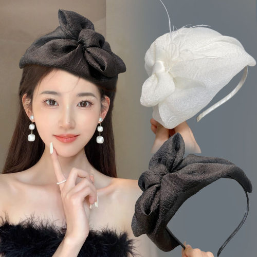 时尚高级侧边纱料半帽甜美贵族